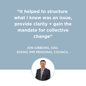Customer Frame Landing Page - Become a Customer-led Council - Testimonial Tile_2nd_Jon Gibbons, CEO_Scenic Rim Regional Council